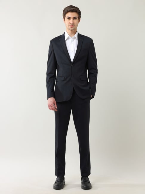 Arrow Blue Slim Fit Texture Two Piece Suit