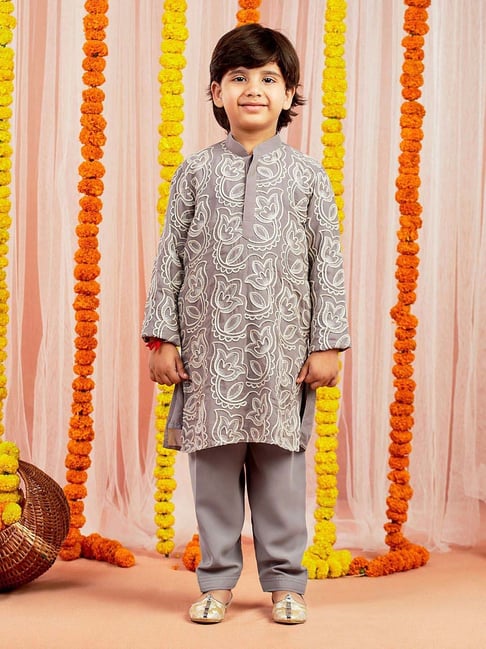 VASTRAMAY Boys Lavender Kurta And Pyjama Set-picture-23