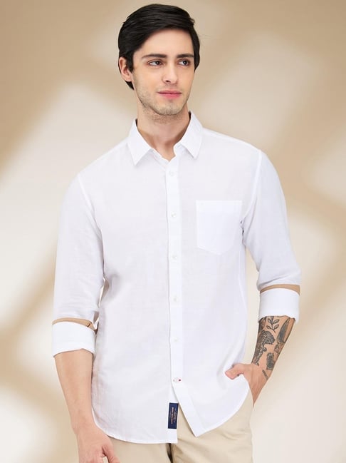 Buy Being Human White Regular Fit Solid Shirt for Mens Online