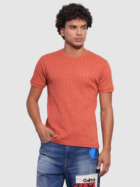 Being Human Rust Blended Regular Fit Stripes T-Shirt-picture-31