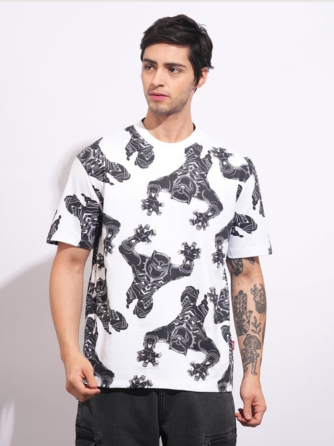 Being Human White Cotton Regular Fit Printed T-Shirt-picture-34