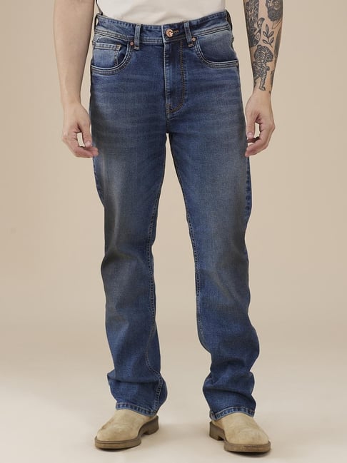 Being Human Blue Cotton Regular Fit Solid Jeans-picture-13