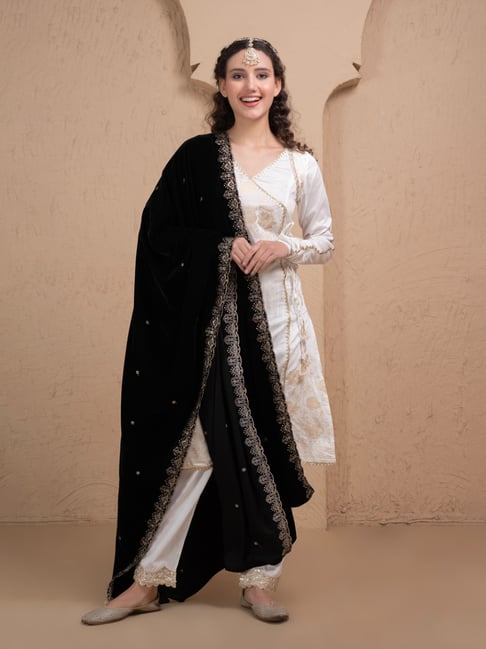 Sew & You Women Black Embroidered Dupatta-picture-33