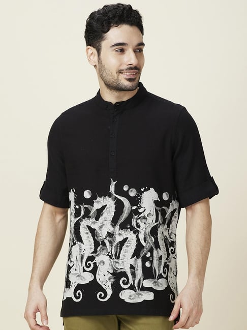Being Human Charcoal Cotton Regular Fit Printed Shirt-picture-30