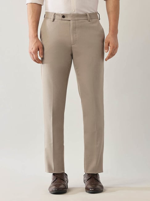 Arrow Brown Rayon Regular Fit Self Formal Trousers-picture-17