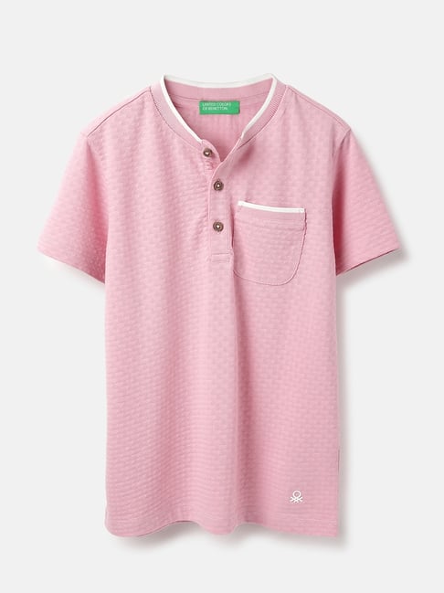 United Colors of Benetton Boys Pink Cotton Textured T-Shirt-picture-46
