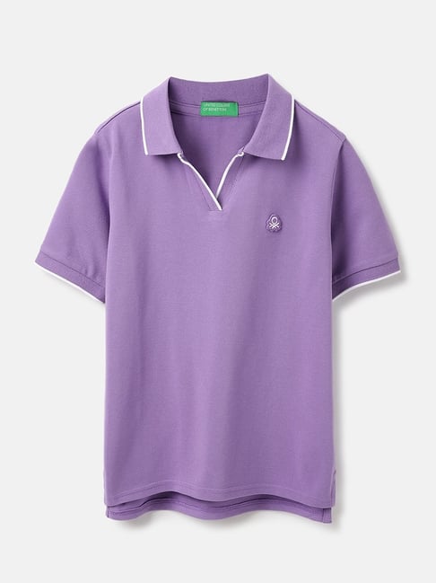 United Colors of Benetton Boys Purple Cotton Blend Solid T-Shirt-picture-34