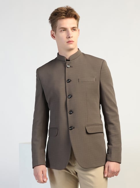 Tahvo Grey Tweed Regular Solid Mens Blazer
