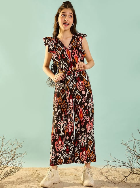 Cherry & Jerry Girls Black V-Neck Overalls Full Length Jumpsuit