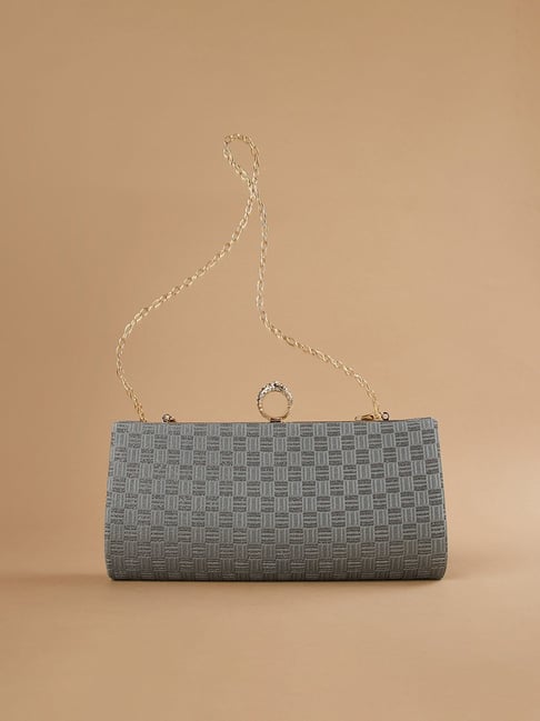 Code by Lifestyle Grey Textured Clutch-picture-14