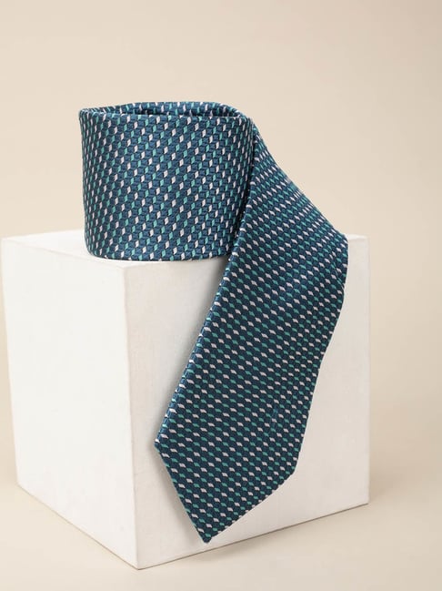Louis Philippe Blue Embroidered Tie-picture-43