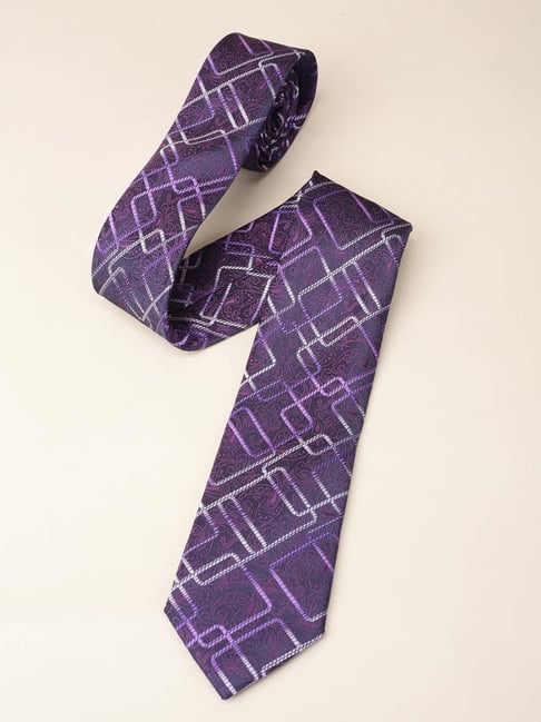 Louis Philippe Purple Embroidered Tie-picture-40