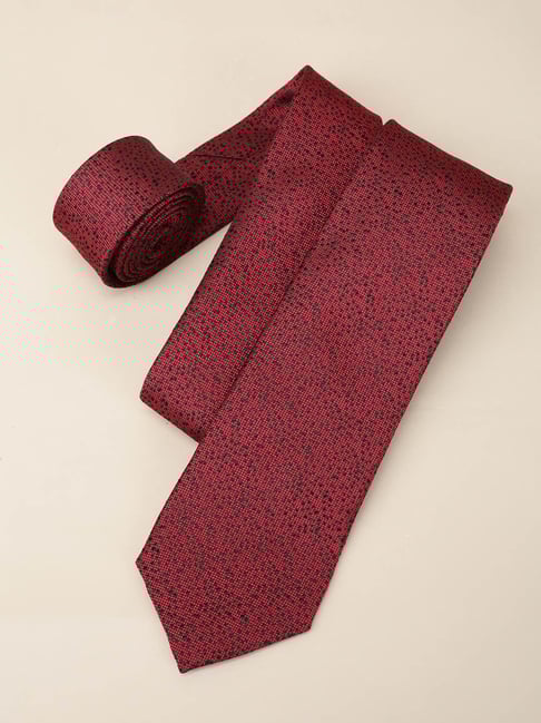 Louis Philippe Maroon Embroidered Tie