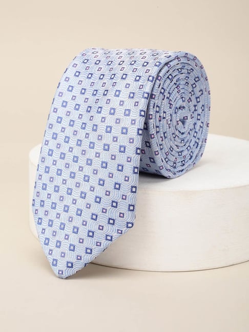Louis Philippe Blue Embroidered Tie-picture-22