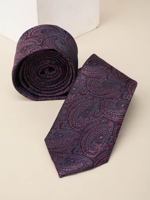 Louis Philippe Purple Embroidered Tie-picture-29