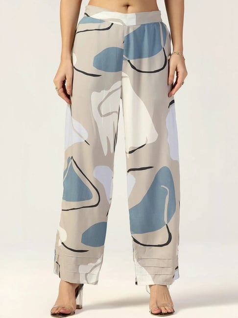 Mustard Multicolour Printed Casual Trousers-picture-17