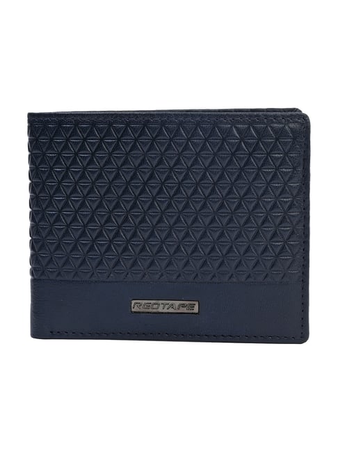 Red Tape Navy Blue RFID Secure Casual Leather Textured By Fold Leather Wallet