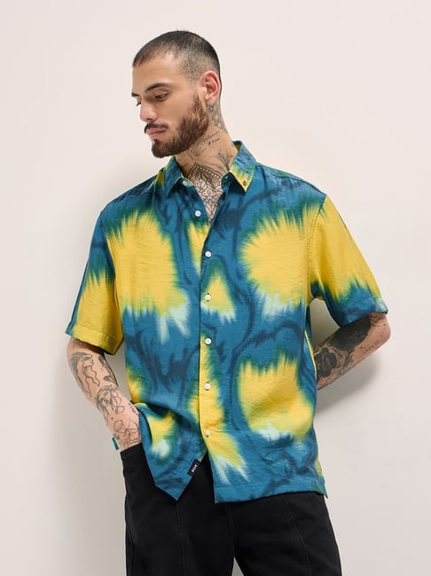 The Bear House Multi Rayon Relaxed Printed Casual Shirt