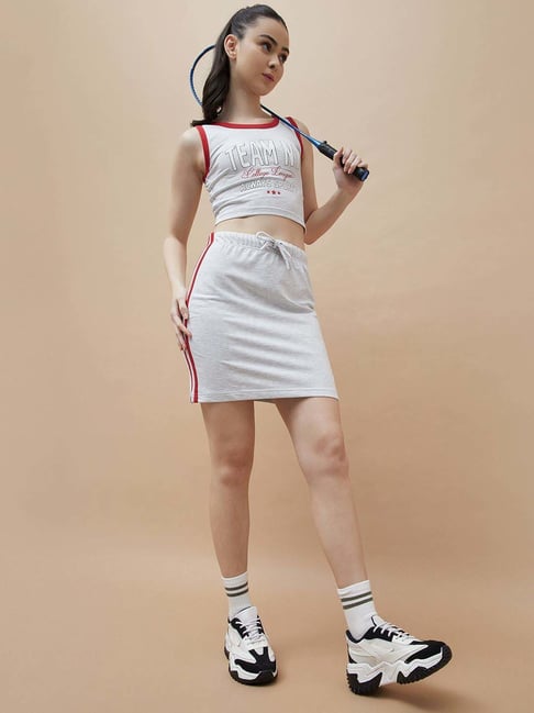 Kappa Light Grey Cotton Regular Fit Skirt