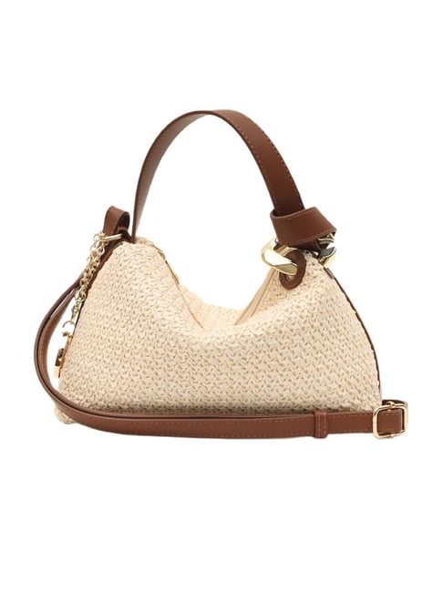 Kazo Brown Off White Textured Small Handbag