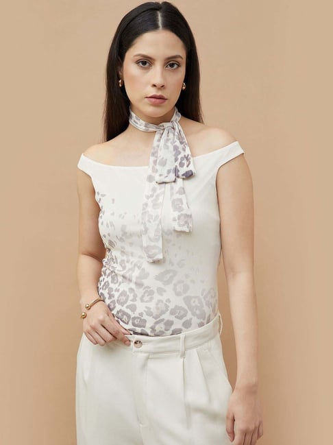 Code By Lifestyle Light Beige Regular Fit Printed Top-picture-41