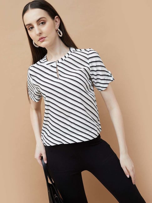 Code By Lifestyle Off White Regular Fit Striped Top-picture-33