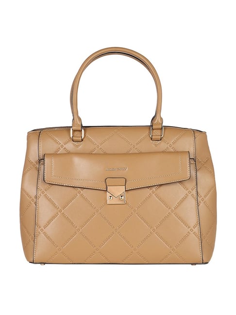 Allen Solly Beige Logo Medium Satchel - Main Image