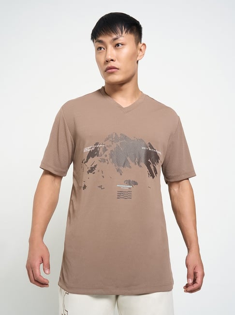 Ajile By Pantaloons Brown Cotton Relaxed Fit Printed T-Shirt-picture-19