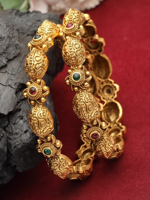 Panash Gold Plated 24 CT Handcrafted Antique Set of Bangles