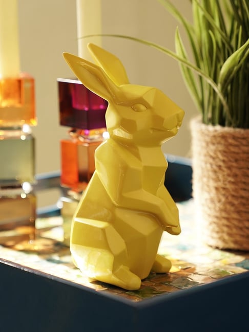 Pure Home and Living Yellow Polyresin Rabbit Figurine-picture-22