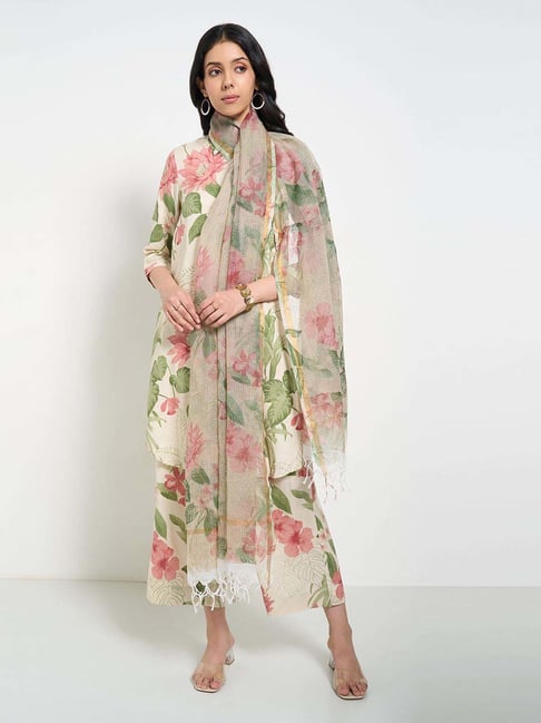 Rangmanch by Pantaloons White Printed Dupatta