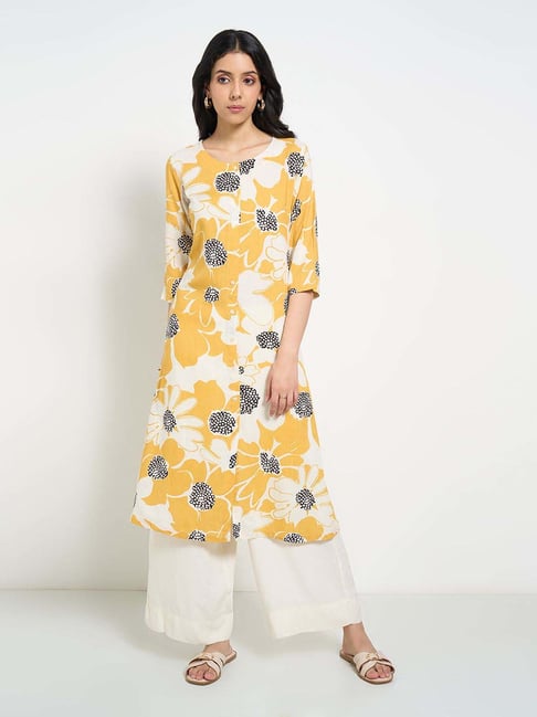 Rangmanch by Pantaloons Yellow Printed Kurta-picture-15