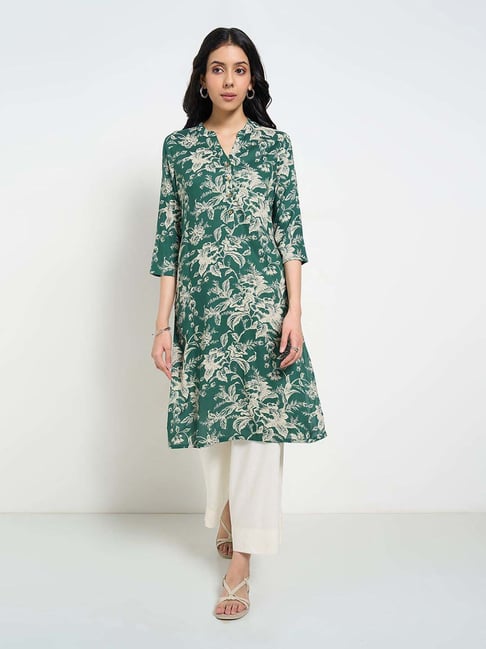 Rangmanch by Pantaloons Green Printed Kurtas-picture-31