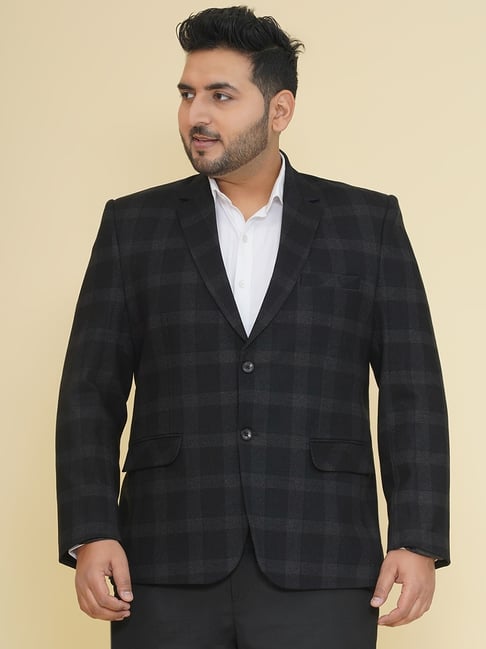 John Pride Black Regular Fit Checks Blazer-picture-12