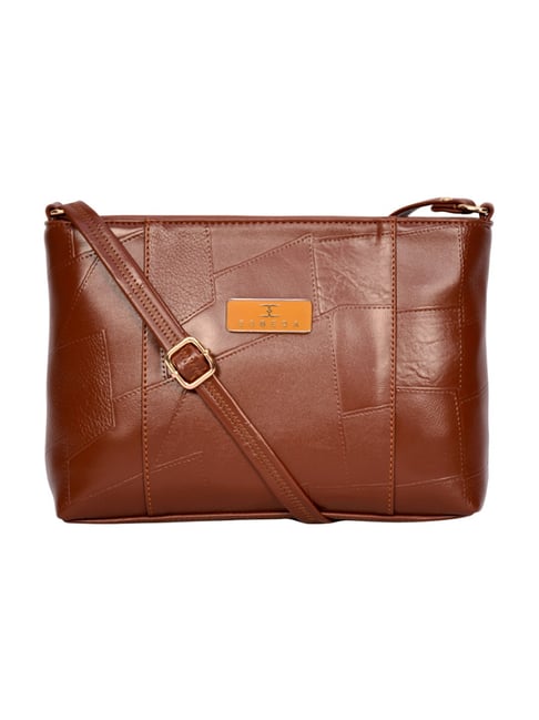 Esbeda Tan Patchwork Medium Shoulder Bag