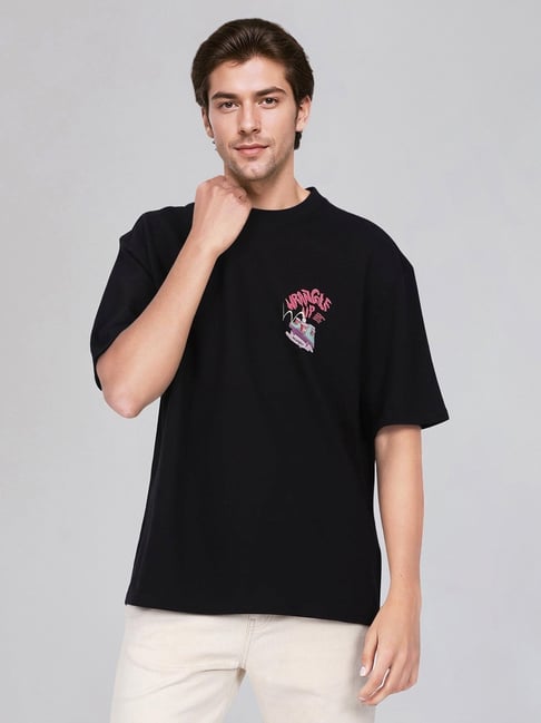 Wrangler Black Cotton Loose Fit Printed T-Shirt-picture-37