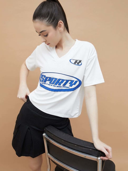 Kappa White Regular Fit Sports T-Shirt