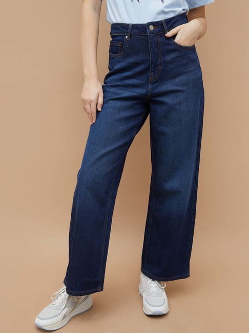 Fame Forever By Lifestyle Dark Blue Cotton Regular Fit Jeans-picture-26