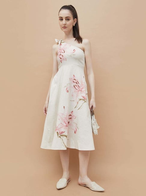 Code By Lifestyle Beige Regular Fit Printed Dress-picture-37