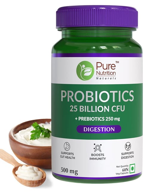 Pure Nutrition Naturals Probiotic + Prebiotic |25 Billion CFU & 250mg Prebiotics for Men & Women