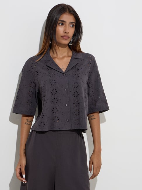 Charcoal Floral Ethnic Top Charcoal Floral Ethnic Top