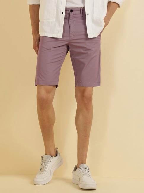 Buy Allen Solly Purple Cotton Slim fit Solid Shorts (Casual) for