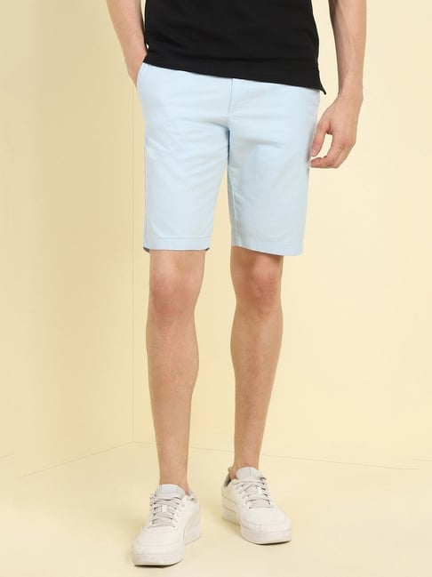 Buy Allen Solly Blue Cotton Slim fit Solid Shorts (Casual) for