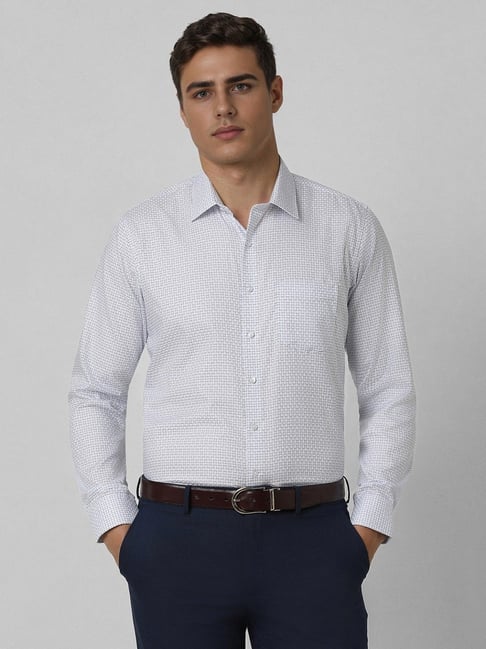 Van Heusen Blue Cotton Slim fit Checks Shirt-picture-31