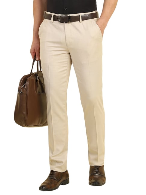 Allen Solly Beige Slim fit Solid Trousers-picture-23