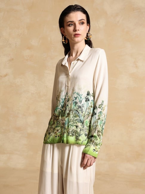 KAZO White Printed Casual Shirt-picture-24