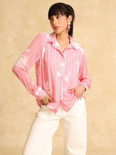 Kazo Pink Printed Casual Shirt-picture-22