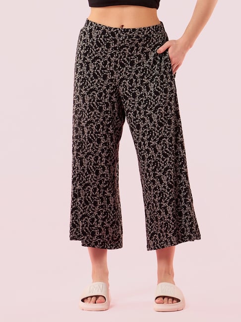 Enamor Black Printed Casual Trousers-picture-42