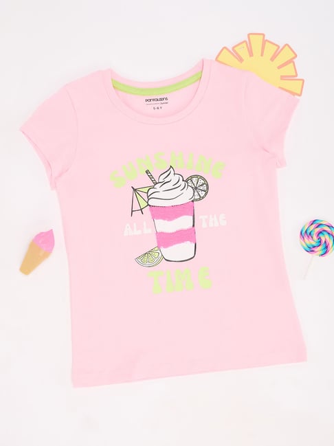 Pantaloons Junior Girls Pink T-Shirt-picture-31