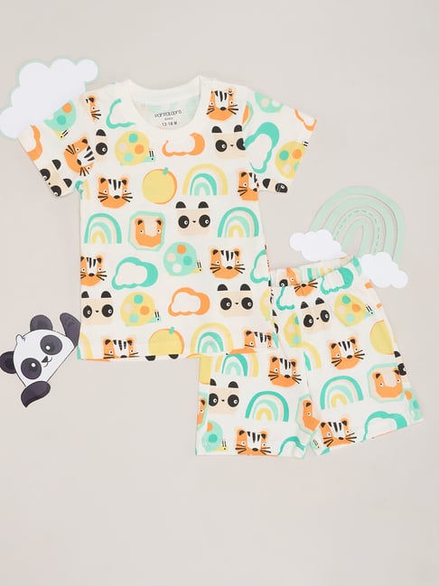 Pantaloons Baby Boys Off-White Coordinate Set